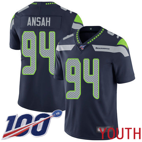 Seattle Seahawks Limited Navy Blue Youth Ezekiel Ansah Home Jersey NFL Football #94 100th Season Vapor Untouchable